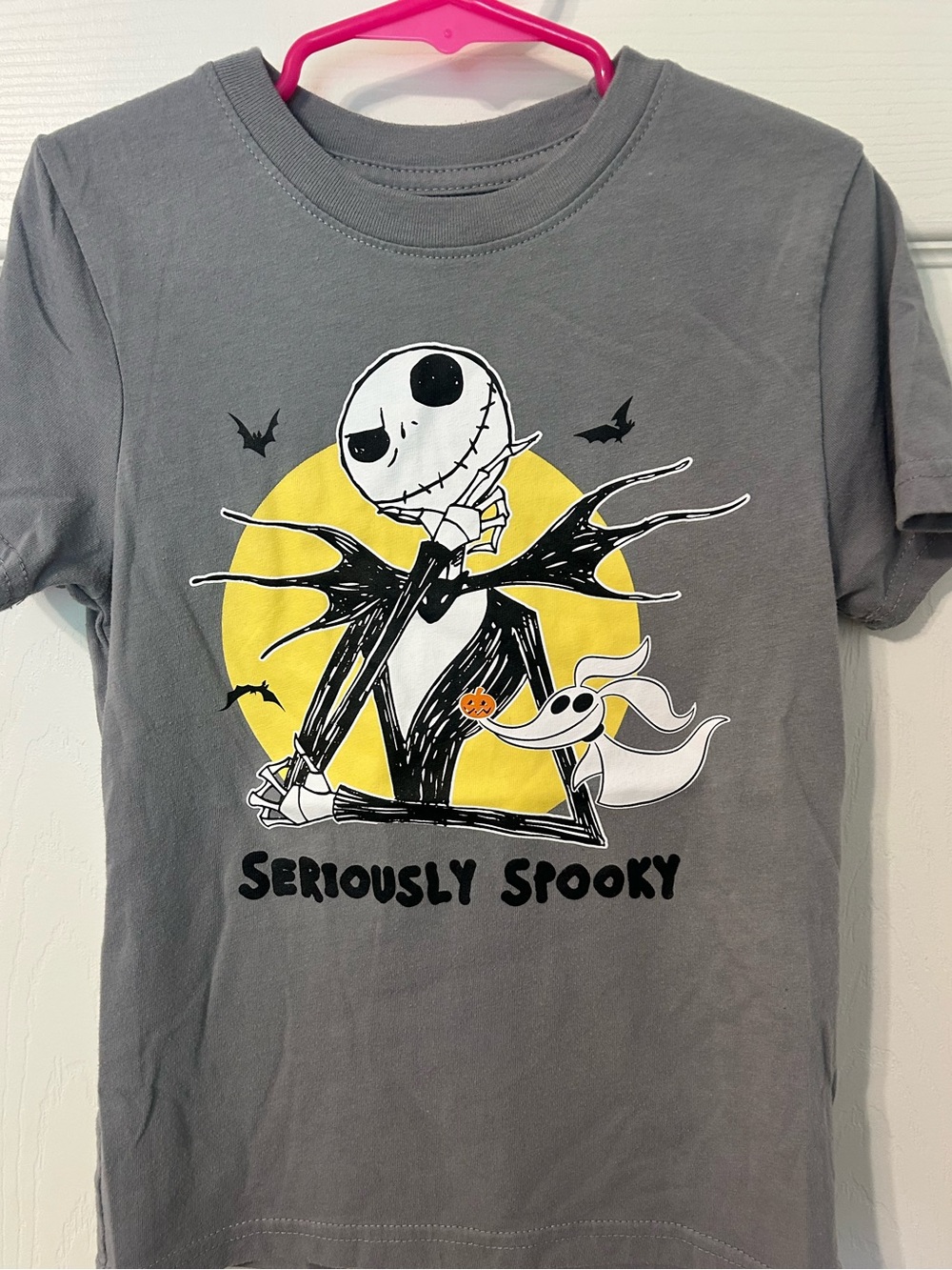 Kids, Disney Gray "Seriously Spooky" Jack Skellington Graphic Tee, Halloween, XS